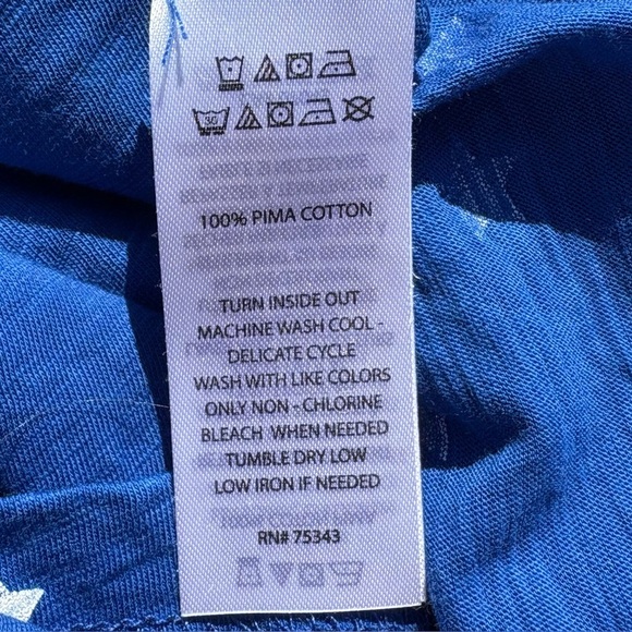 C&C California 100% Pima Cotton 1X Scoop Neck Lightweight Breathable Boxy Blue - Picture 6 of 10